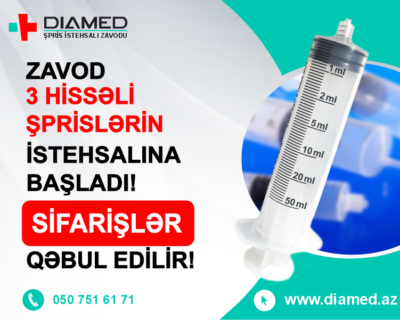 Zavod 3 hissəli şprislərin istehsalına başdı!